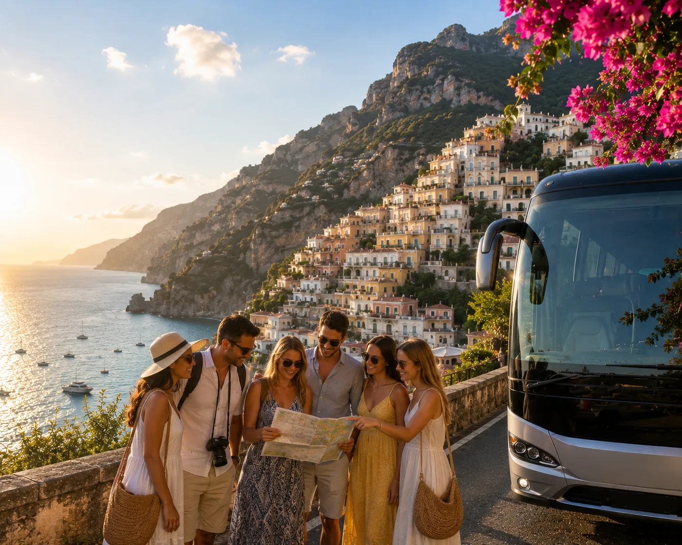 Gruppo di viaggiatori in visita a una città europea