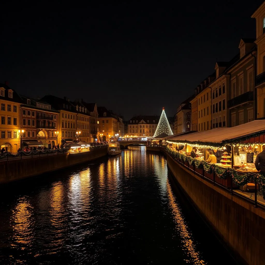 Altstadt von Ljubljana entlang des Flusses